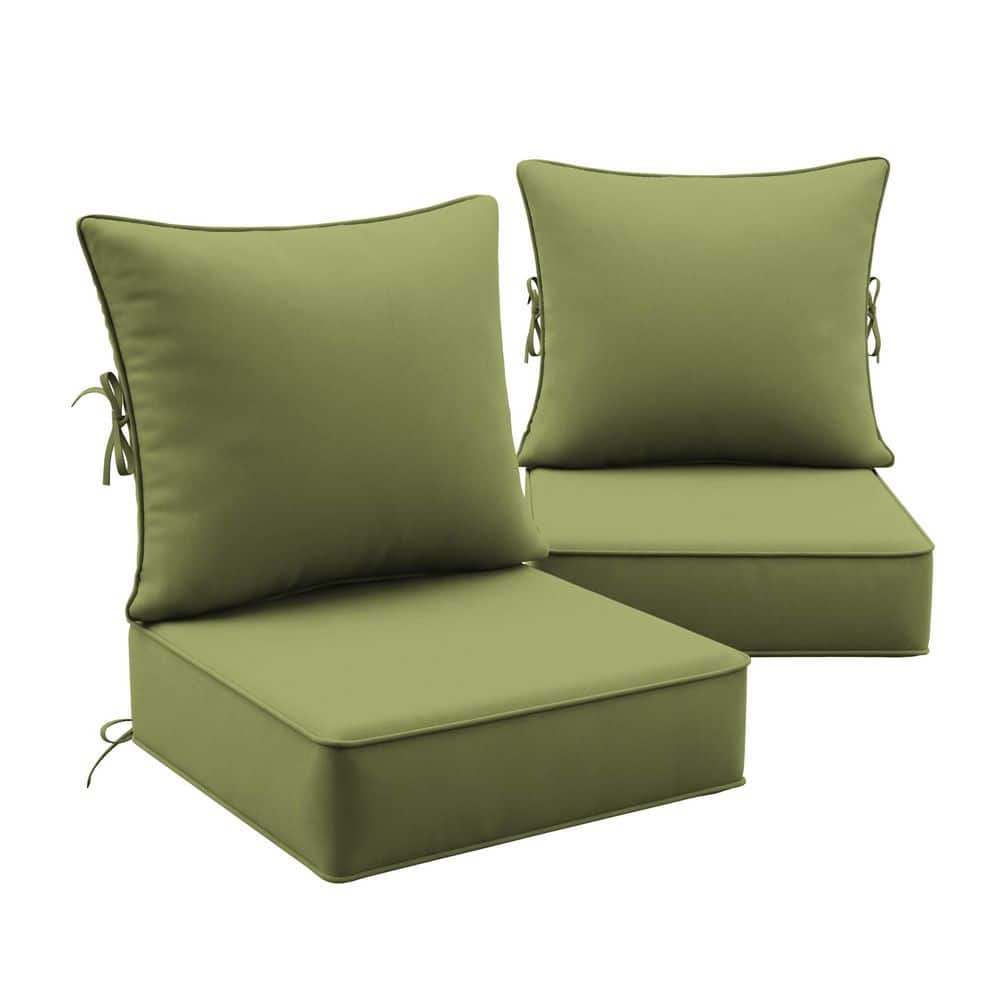 24 in. x 24 in. (Set of 2) Outdoor Chair Cushion Set Premium Waterproof Patio Sofa Seating with Backrest Light Green price history on PriceWatchPro