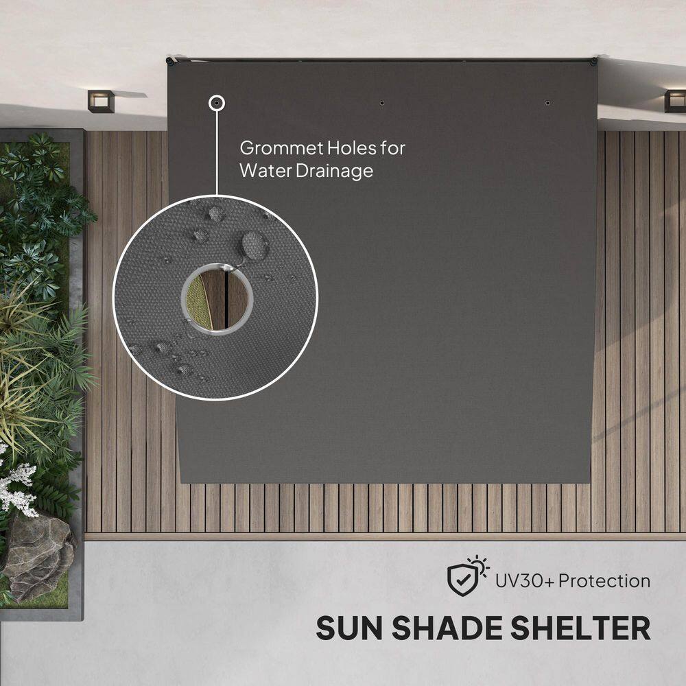Charcoal Gray Metal Frame Pergola with UV-Resistant Canopy