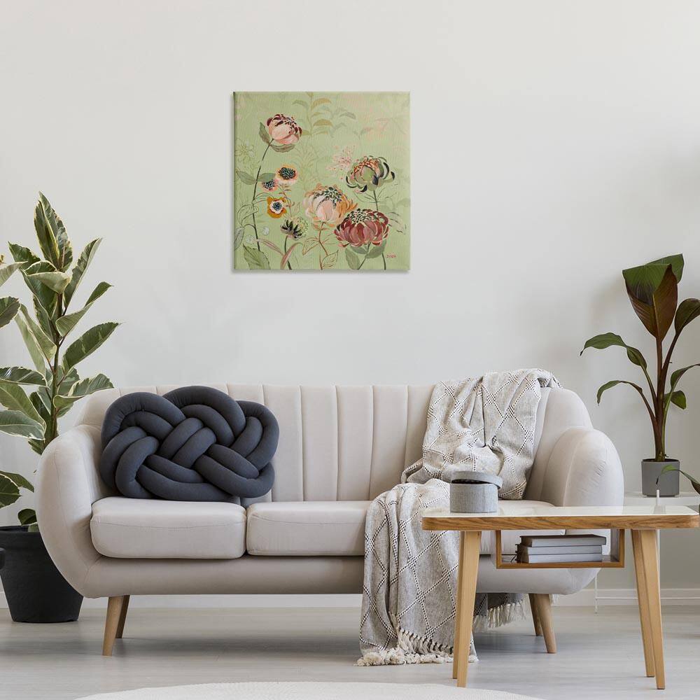 Curled Chrysanthemums on Green by Dusza Unframed Nature Graphic Art Print 24 in. x 24 in. price history on PriceWatchPro
