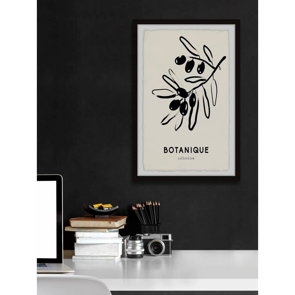 Black and White Botanical Art Print with Frame, 16 x 24