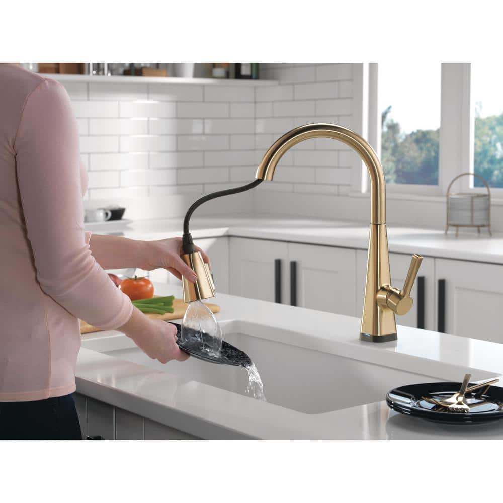 Champagne Bronze Touch-Control Kitchen Faucet with Pull-out Spray