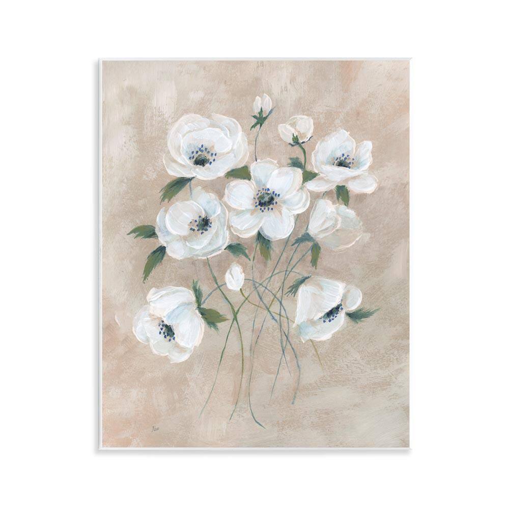 Beige Neutral Flowers by Nan Unframed Nature Graphic Art Print 14 in. x 11 in.