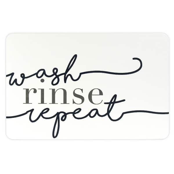 FloorPops 24 in. x 16 in. Blue Wash Rinse Repeat Navy Stone Rectangular Quick Drying Mat