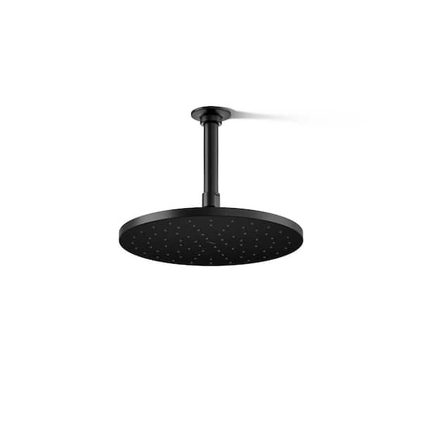 KOHLER 1-Spray Patterns 10 in. Single Ceiling Mount Rain Fixed Shower Head in Matte Black