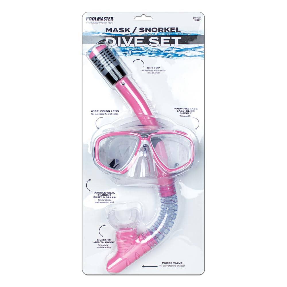 Poolmaster Pink Sport Dive Mask and Snorkel Diving Set 00076 - The