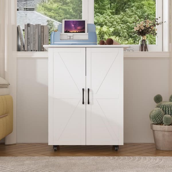 FUFU&GAGA White 2-Door Craft Storage Cabinet Sewing Tables Craft