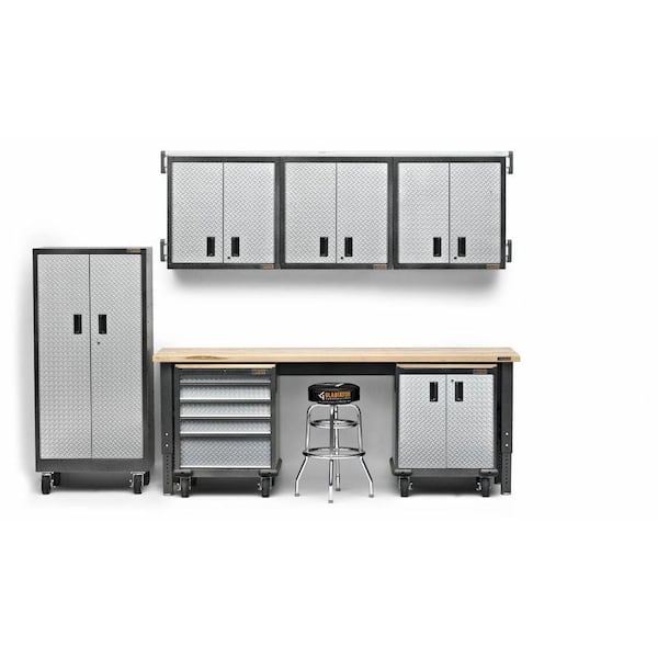 Gladiator Premier Series Steel 2 Shelf Wall Mounted Garage Cabinet In Charcoal 30 W X H 12 D Gawg302drg The Home Depot - Gladiator 30 Wall Mount Gearbox Garage Cabinet