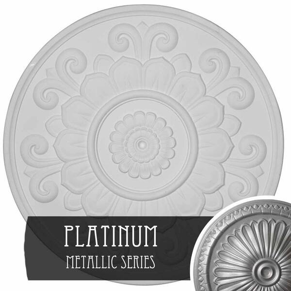 Ekena Millwork 32 5 8 In X 1 1 8 In Leslie Urethane Ceiling Medallion Platinum Cm32lspls The Home Depot