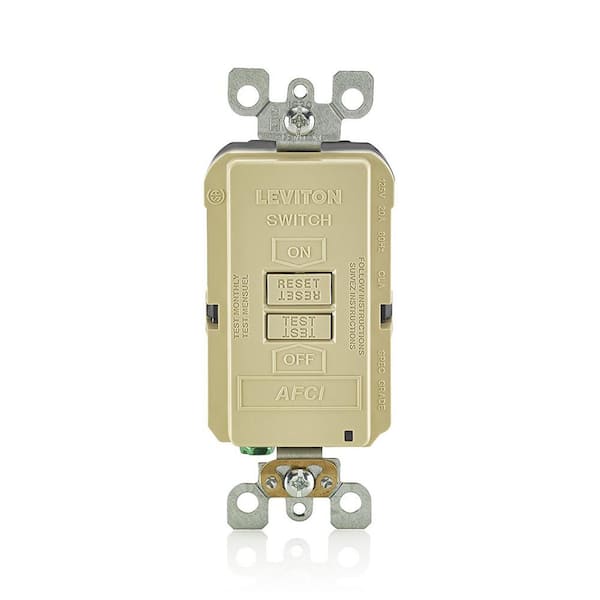 Leviton 20 Amp SmartlockPro Arc Fault Circuit Interrupter (AFCI) Blank Face Outlet, Ivory