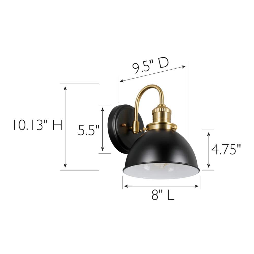 Savannah Farmhouse 9.5'' Matte Black Metal Dimmable Wall Light