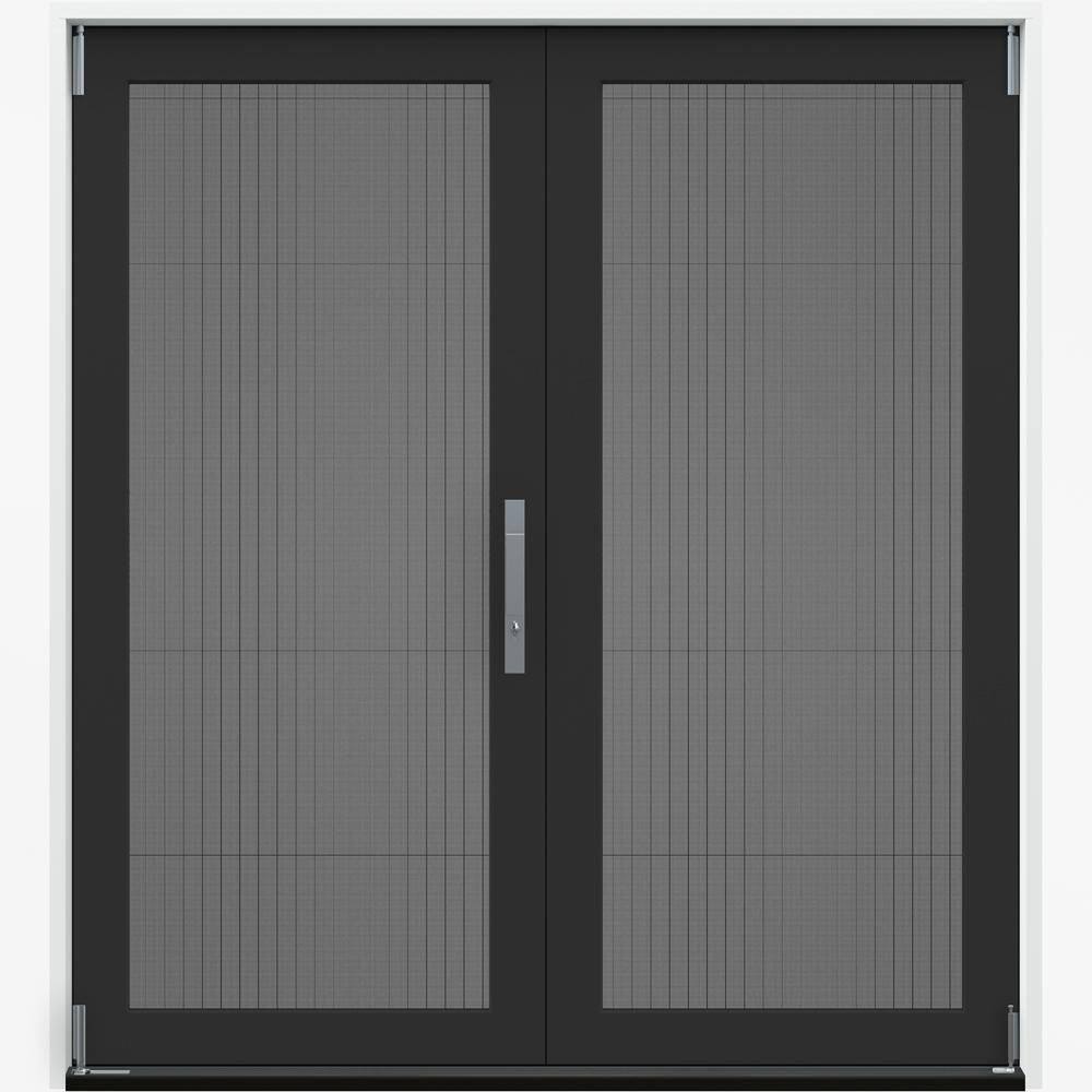 60 in. x 80 in. F4500 Left-Hand Black/White Fiberglass 2-Panel Folding Patio Door w/ Low-E Impact Glass and Screen product image for price tracking