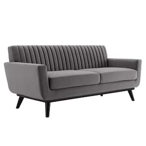 Engage 78.5 in. Gray Tufted Performance Velvet 2-Seater Loveseat with Splayed Wood Legs