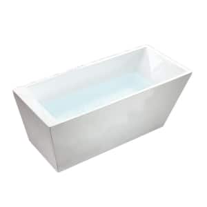 Khalista 59 in. Acrylic Free-Standing Rectangular Flat Bottom Bathtub with Reversible Drain in White