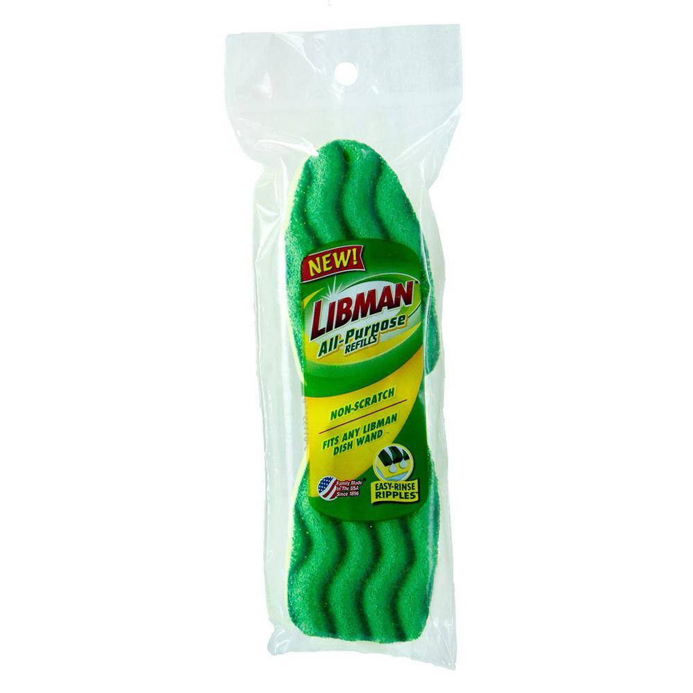 Libman Dish Wand & Curved Kitchen Brush Bundle - Dishwashing Cleaner  Scrubber & Non Scratch Dishwand Scrub Sponge with Scouring Sponges Refills  - All