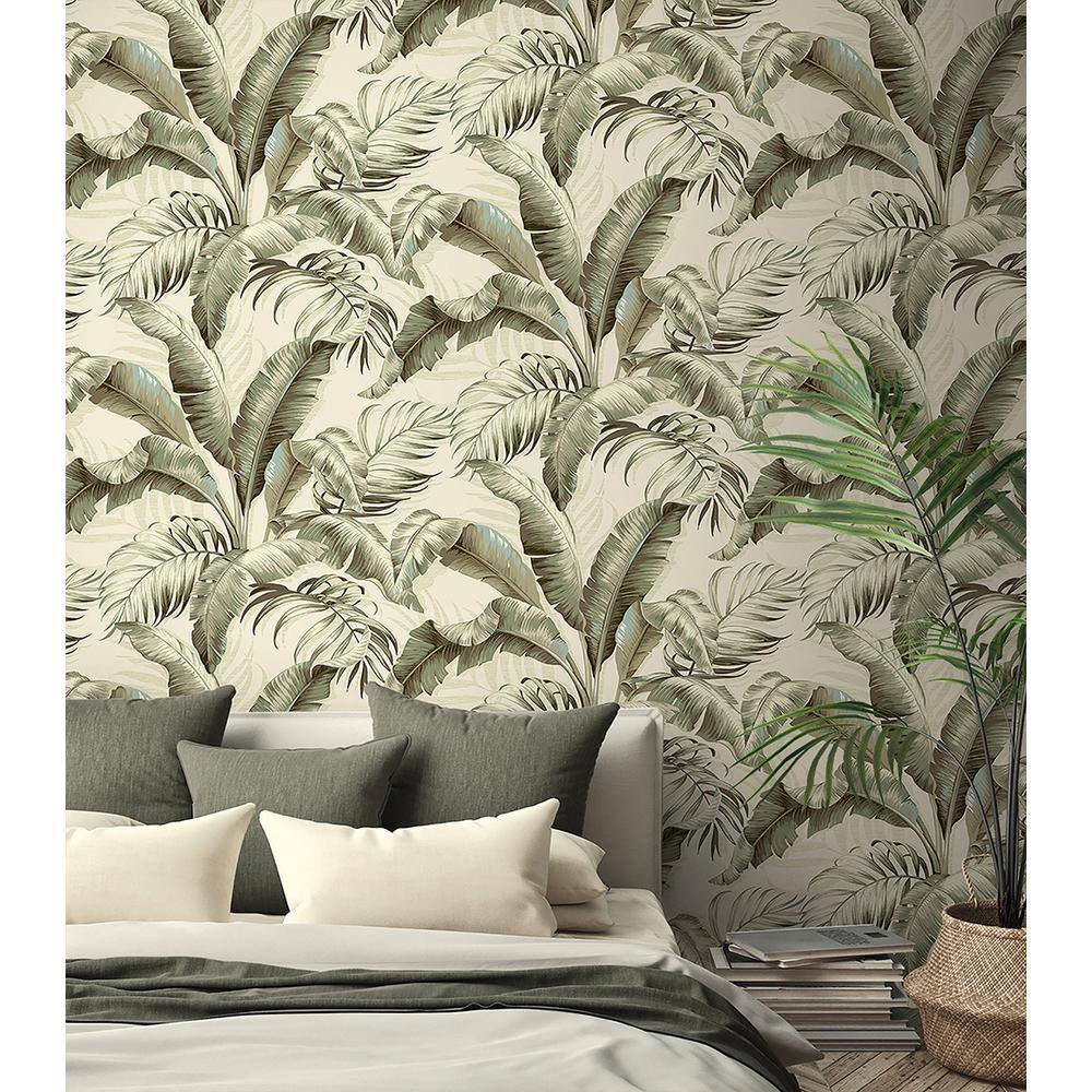 Silver Birch Tropical Palm Peel & Stick Vinyl Wallpaper Roll