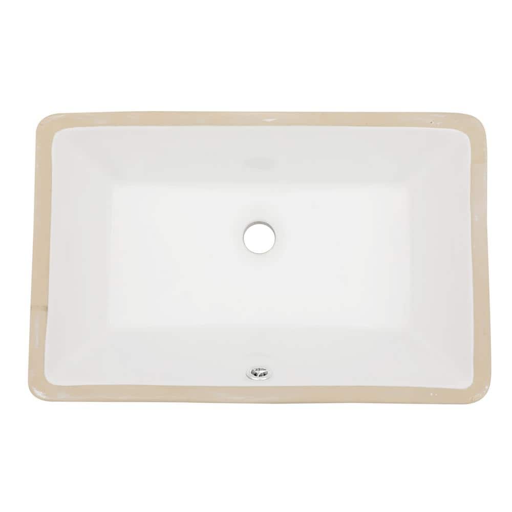 ムク　SAR cadeninc 21 in. x 13 in. White Ceramic Rectangular Undermount