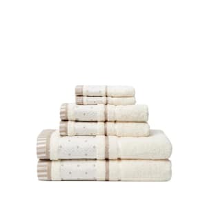 Balio 6-Piece 100% Turkish Cotton Bath Towel Set in Creme