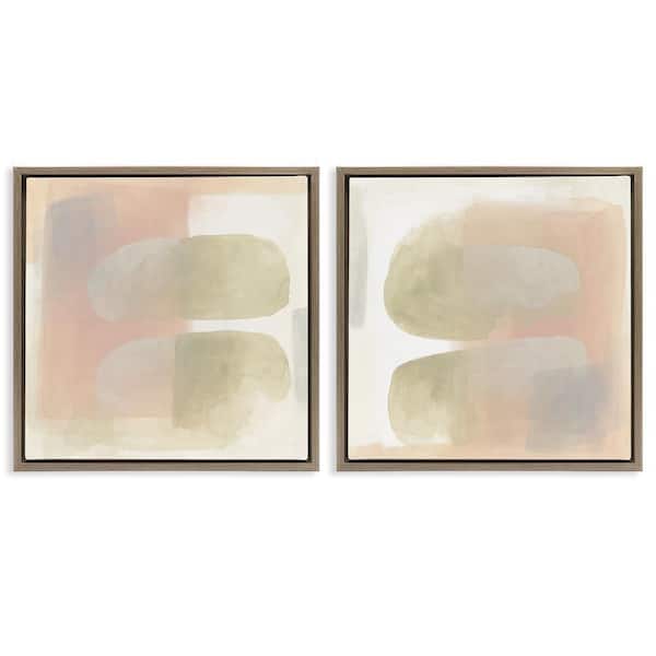 Stupell Industries Neutral Oblong Shapes Abstract by June Erica Vess 2 Piece Brown Floater Frame Abstract Graphic Art Print 25 in. x 25 in.