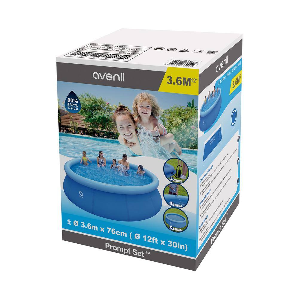 12 ft Blue Round Inflatable Above Ground Pool with Pump and Filter