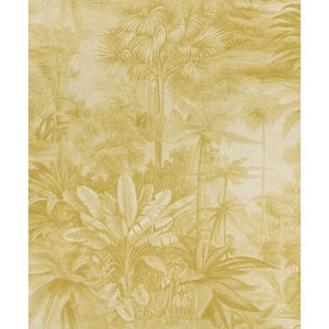 Metallic Tropical Print Wallpaper Yellow Paper Strippable Roll (Covers 57 sq. ft.)