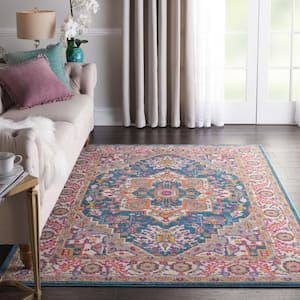 Passion Teal/Multicolor 4 ft. x 6 ft. Persian Modern Area Rug