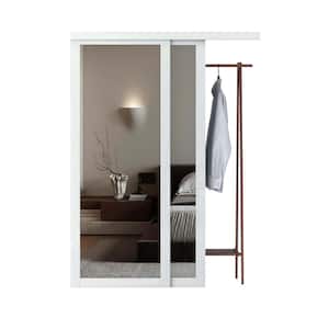 60 in. x 80 in. Solid MDF Core Mirrow White Finished Composite Sliding Door with Hardware Kit