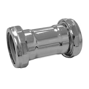 1-1/4 in. x 1-1/4 in. x 3-3/8 in. 22-Gauge Chrome Plated Brass Double Slip-Joint Coupling for Lavatory Drainage