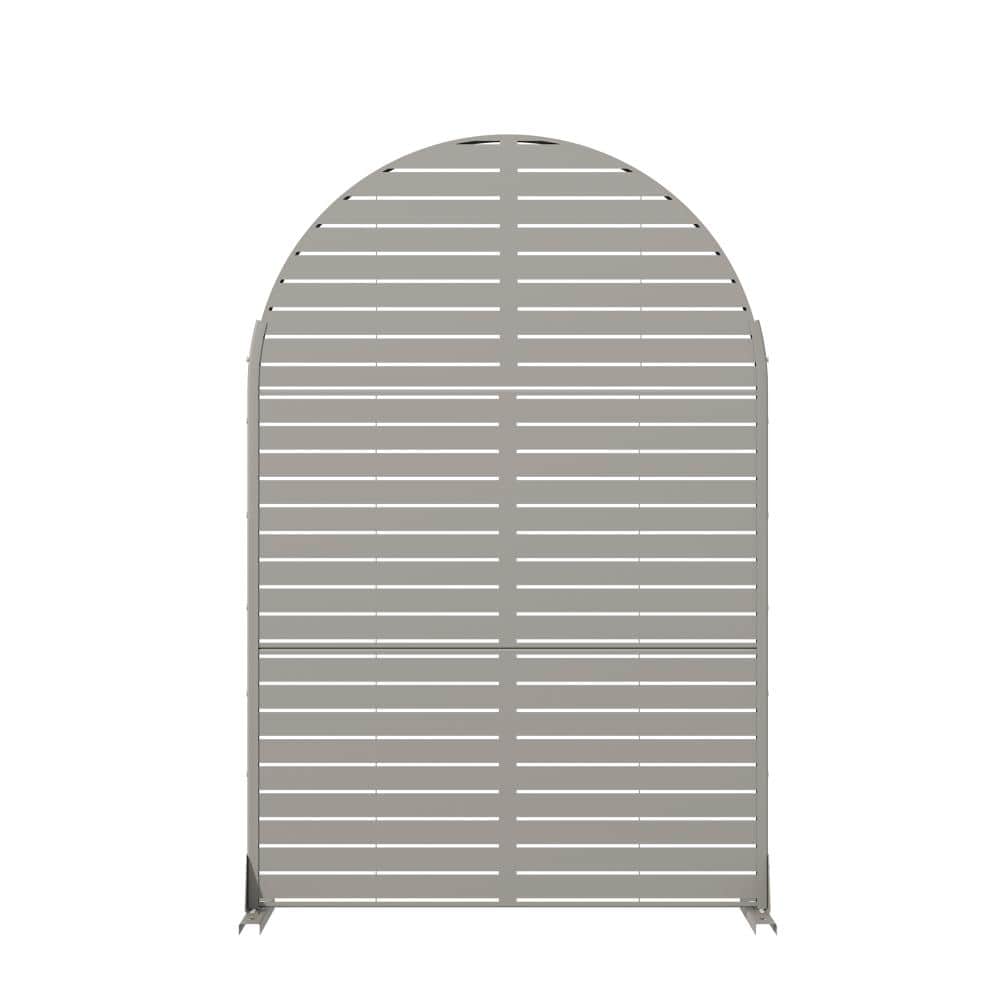 72 in. x 47 in. Arch Gray Metal Decorative Privacy Screen Garden Fence Louvered Wall Decor Lattice Panel price history on PriceWatchPro