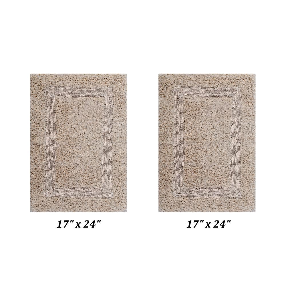 Luxurious Sand Cotton Tufted Reversible Bath Rug Set