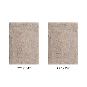 Lux Collection Sand 17 in. x 24 in. and 17 in. x 24 in. 100% Cotton 2-Piece Bath Rug Set
