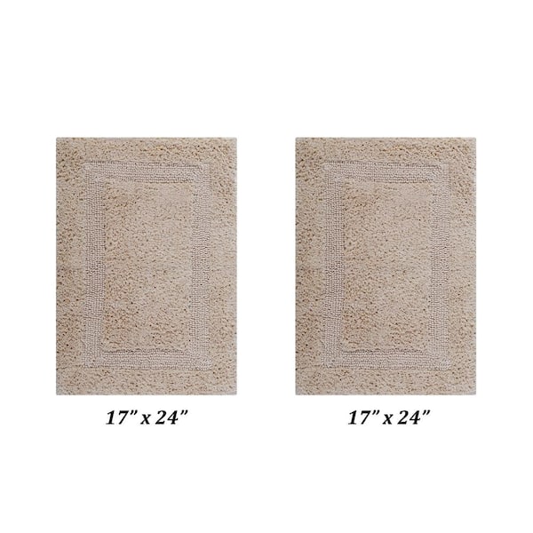 Better Trends Lux Collection Sand 17 in. x 24 in. and 17 in. x 24 in. 100% Cotton 2-Piece Bath Rug Set