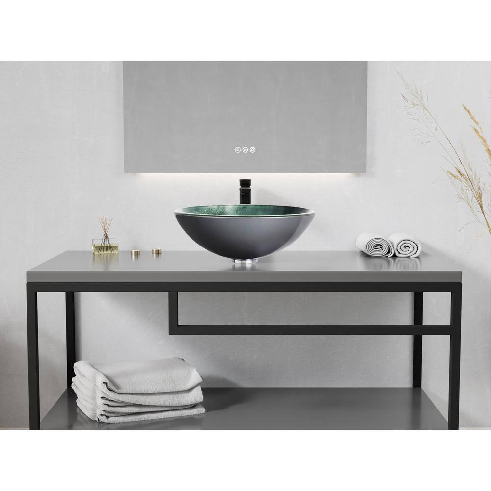 Belissima 16.5'' Stellar Grey Glass Round Vessel Sink