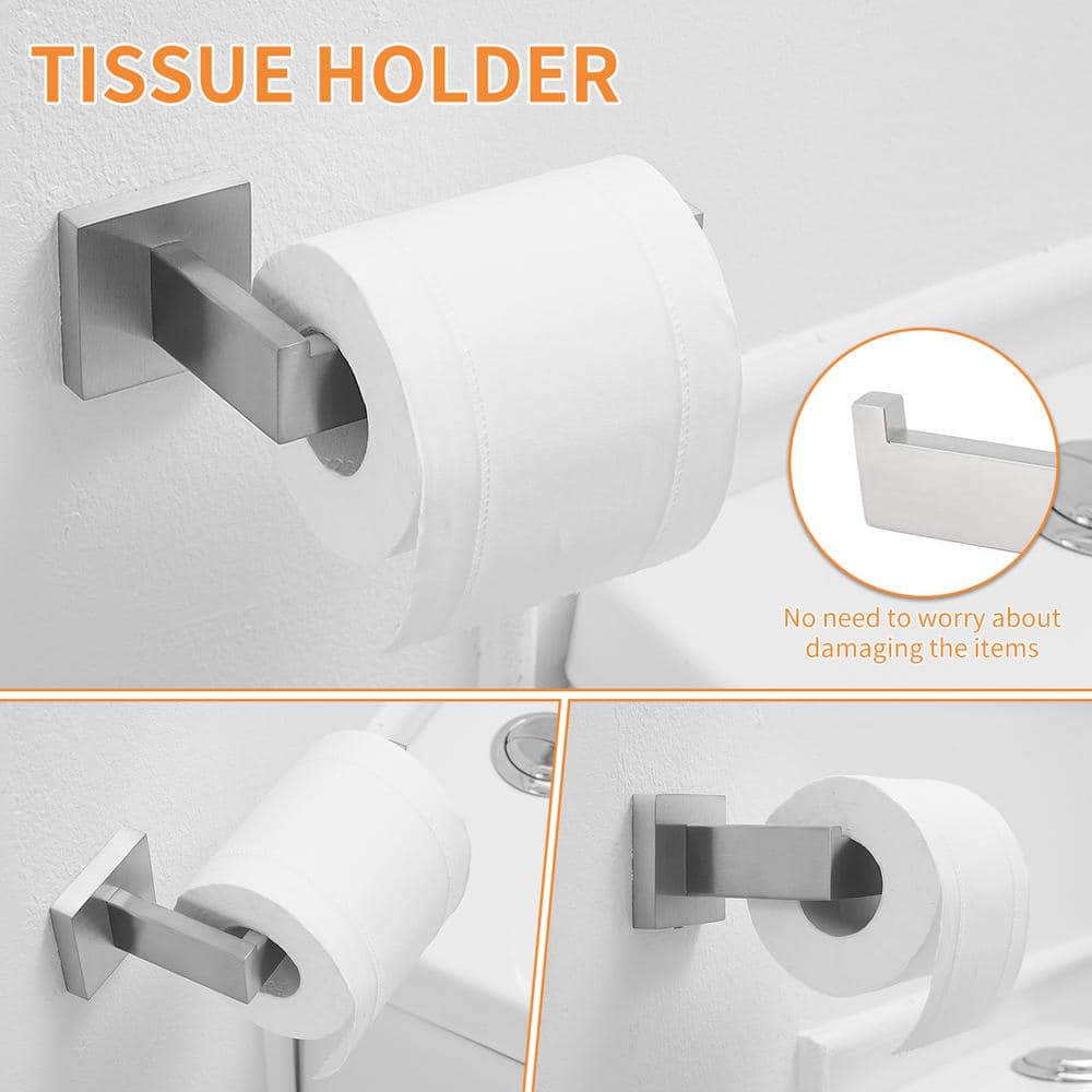 Brushed Nickel 5-Piece Stainless Steel Bathroom Hardware Set
