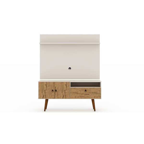 Luxor Montauk 54 in. Off-White and Nature Composite Entertainment Center Fits TVs Up to 50 in. with Wall Panel