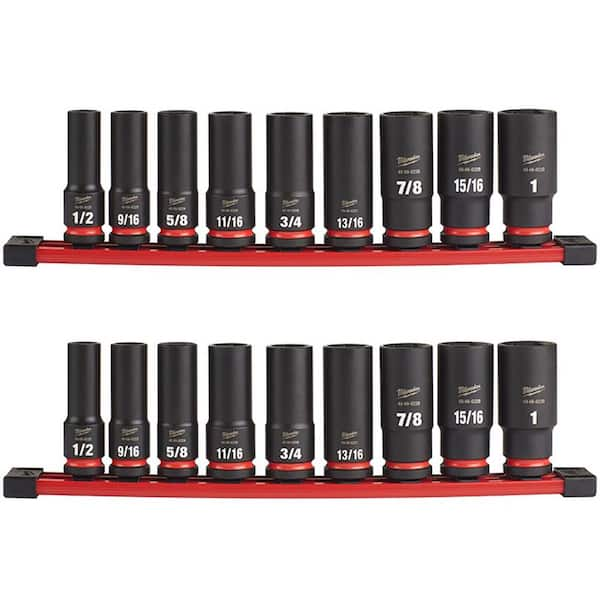 Milwaukee SHOCKWAVE Impact Duty 1/2 in. Drive SAE Deep Well Impact Socket Set (18-Piece)