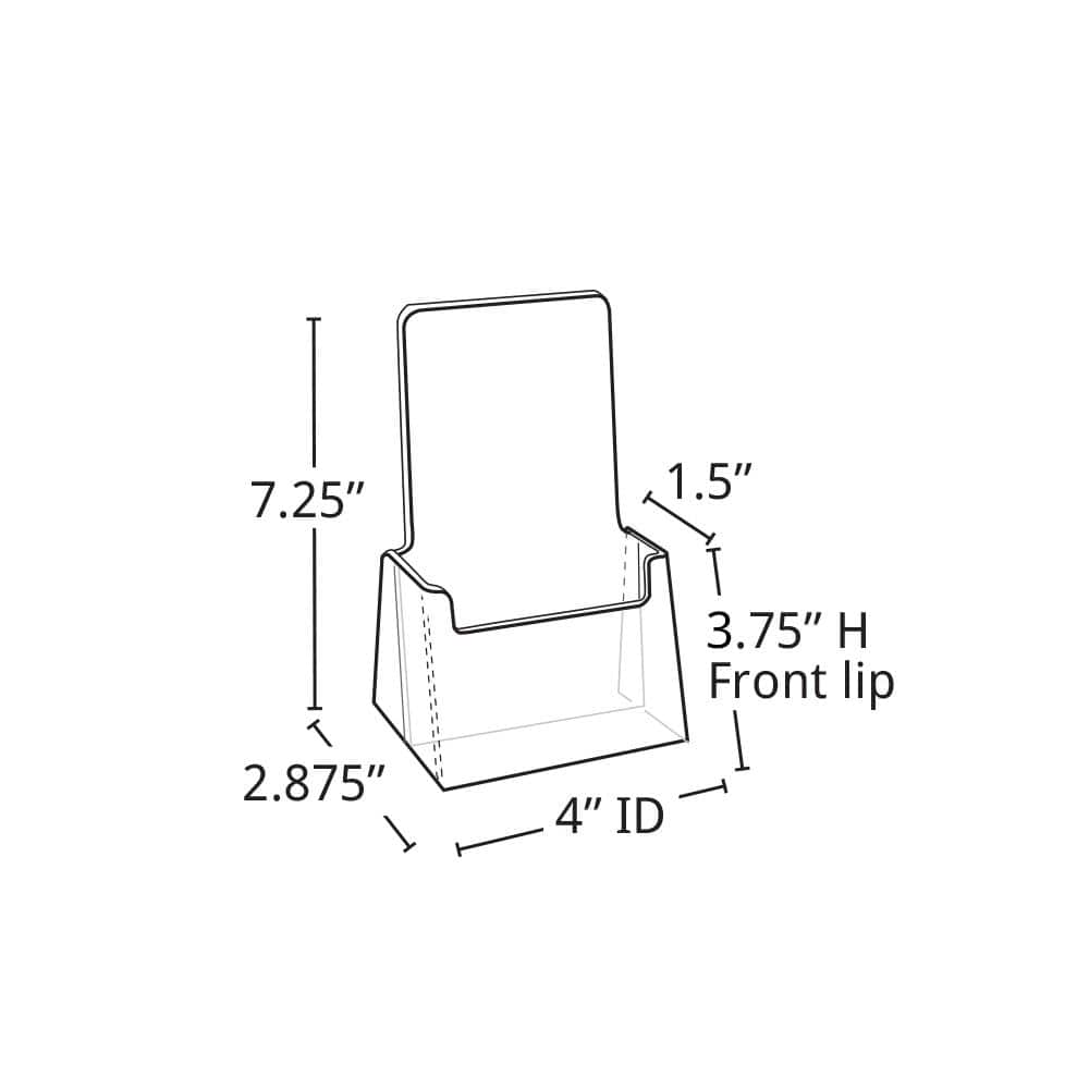 Clear Acrylic Wall Mounted Trifold Brochure Holder, 7.25" x 4"