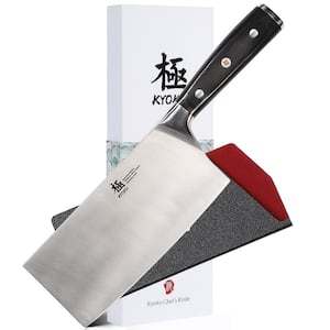 Samurai Series 7 in. Cleaver Knife with Ultra Sharp Hight Carbon Steel Blade Pakkawood Handle Sheath and Case