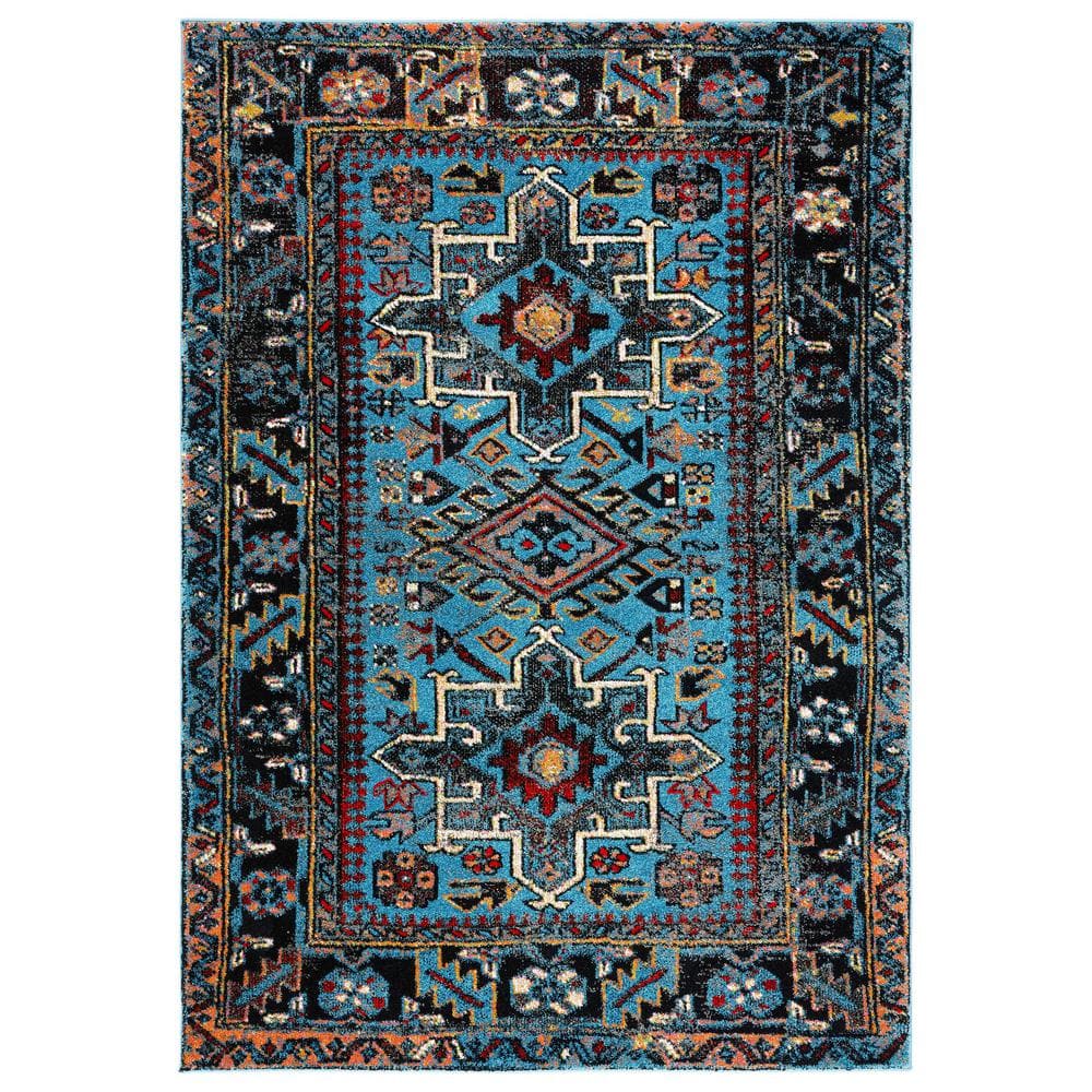 Vintage Hamadan Light Blue/Black 9 ft. x 12 ft. Floral Border Area Rug price history on PriceWatchPro