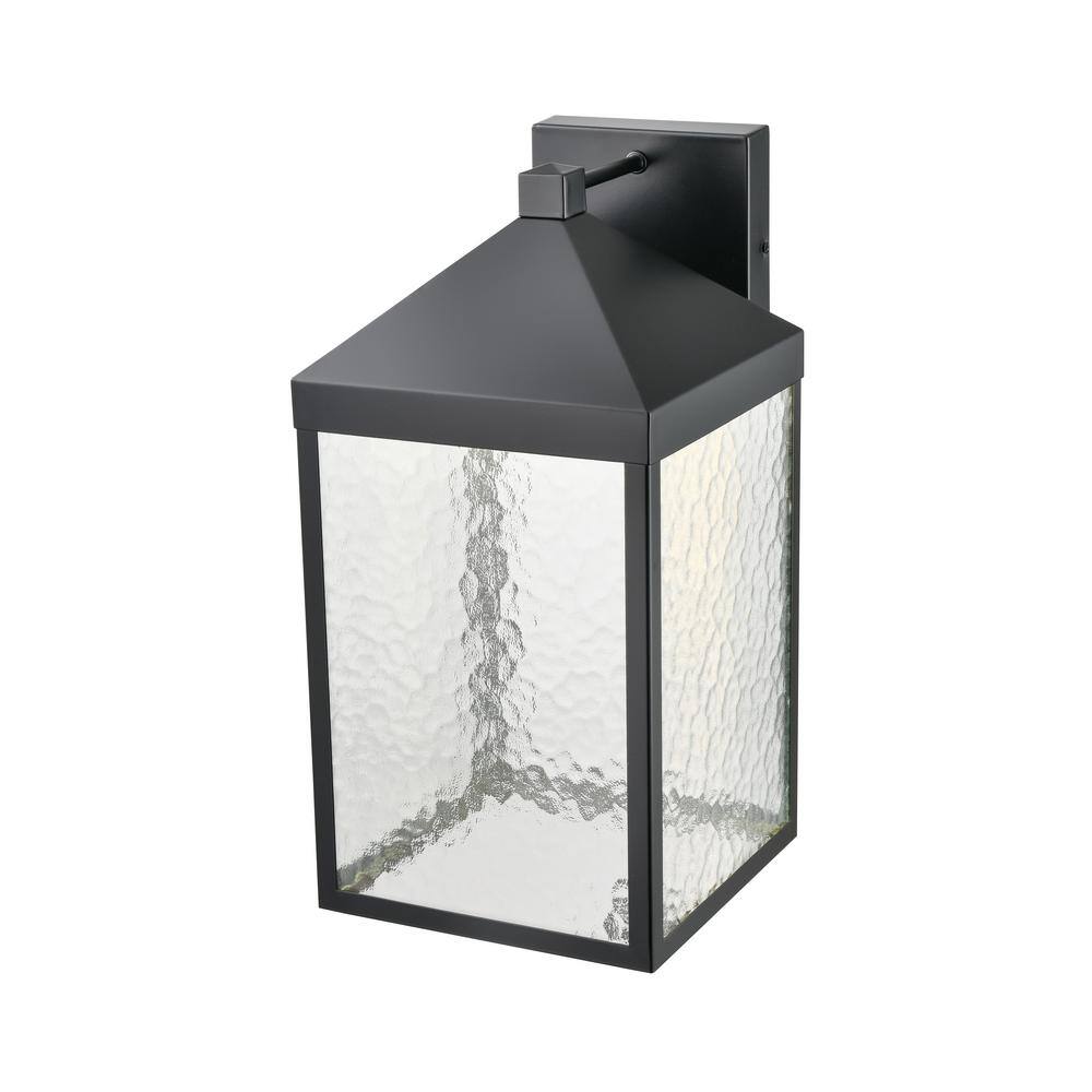 Aaron 18" Black Metal Lantern-Style Outdoor Sconce