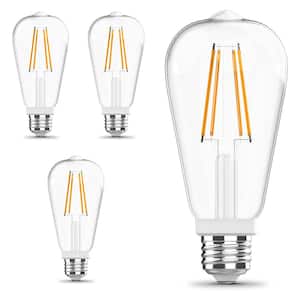 100-Watt Equivalent ST19 Straight Filament Dusk to Dawn Clear Glass E26 Vintage Edison LED Light Bulb 2700K (4-Pack)