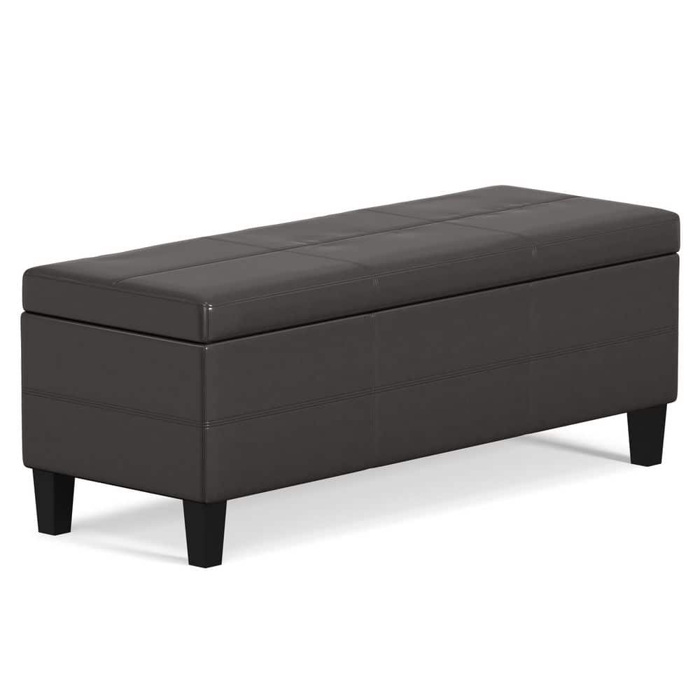Afton 48 in. Wide Contemporary Rectangle Storage Ottoman Bench in Tanners Brown Vegan Faux Leather, Assembled price history on PriceWatchPro