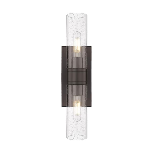 Innovations Ballston Urban 18 in. 2-Light Oiled Brass Vanity Light with Glass Shade
