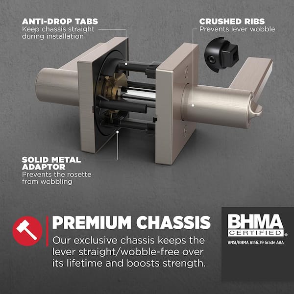 Kwikset Halifax Square Satin Nickel Keyed Entry Door Handle Handle
