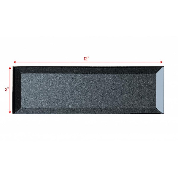 Blue Gray 3 in. x 12 in. Beveled Glossy Glass Subway Backsplash Wall Mosaic Tile (14 sq. ft./Case)