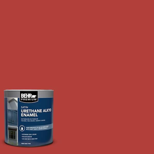 1 qt. #170B-7 Red Tomato Satin Enamel Urethane Alkyd Interior/Exterior Paint
