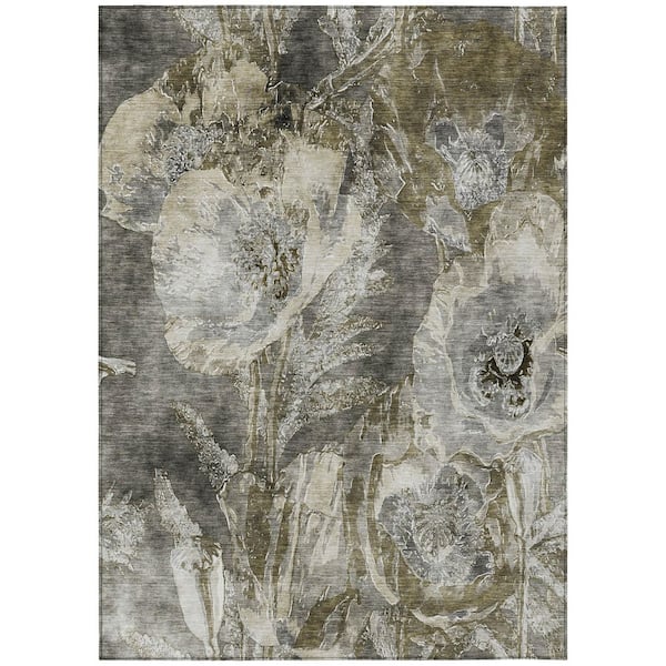 Chantille Machine Washable Indoor/Outdoor Abstract ACN2798 Pewter 9 ft. x 12 ft. Area Rug