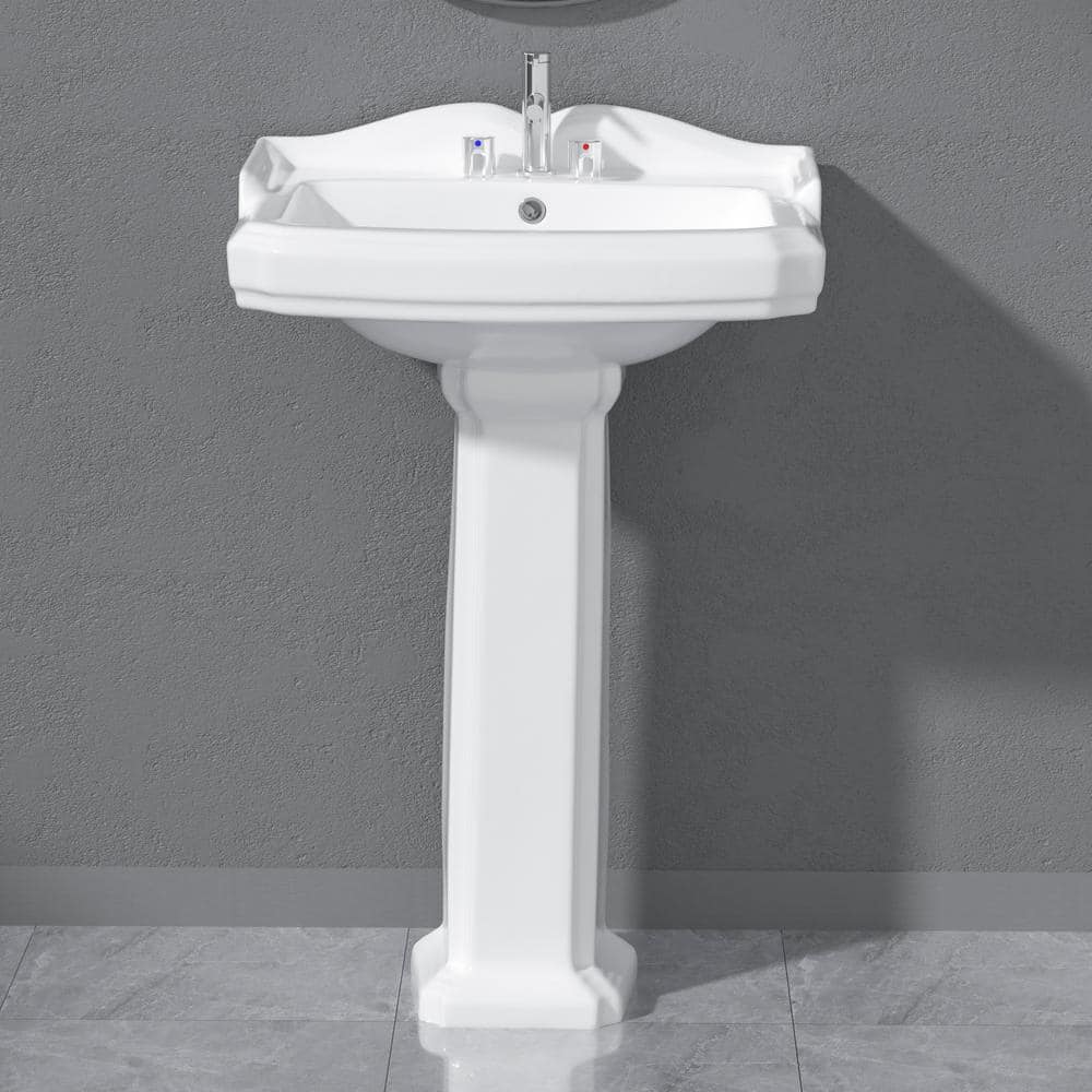 23 in. x 19 in. x 35 in. Modern White Ceramic Rectangular Vessel Sink with 
