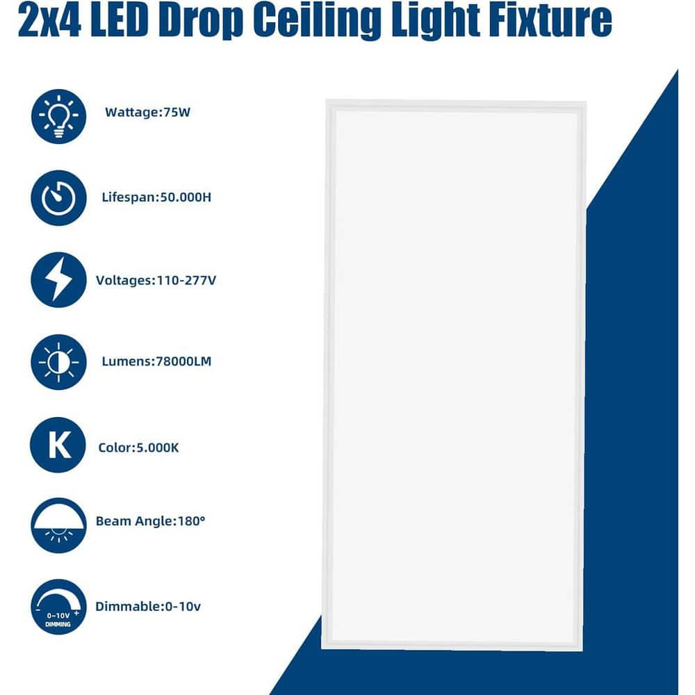 White Aluminum 2x4 LED Flat Panel Light Fixture
