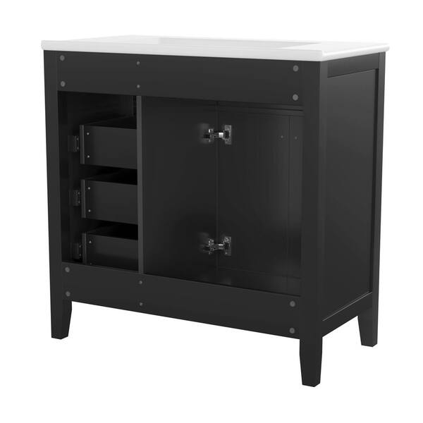 36 in. W x 18.3 in. D x 35.7 in. H Black Single Sink Solid Frame