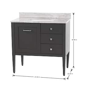 Hensley 37 in. W x 22 in. D x 39 in. H Single Sink  Bath Vanity in Shale Gray with Winter Mist Cultured Marble Top